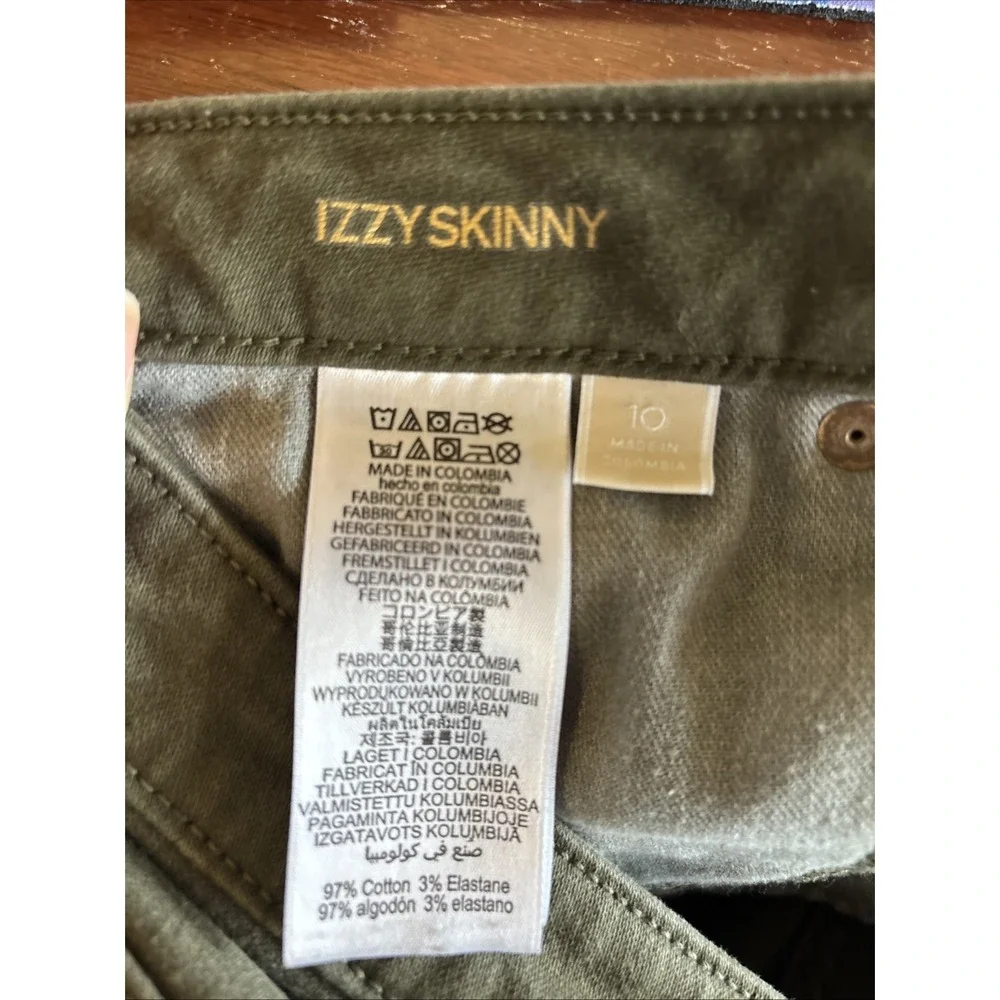 Michael Kors Jeans Womens 10 Olive Green Izzy Skinny Stretch Denim Pants